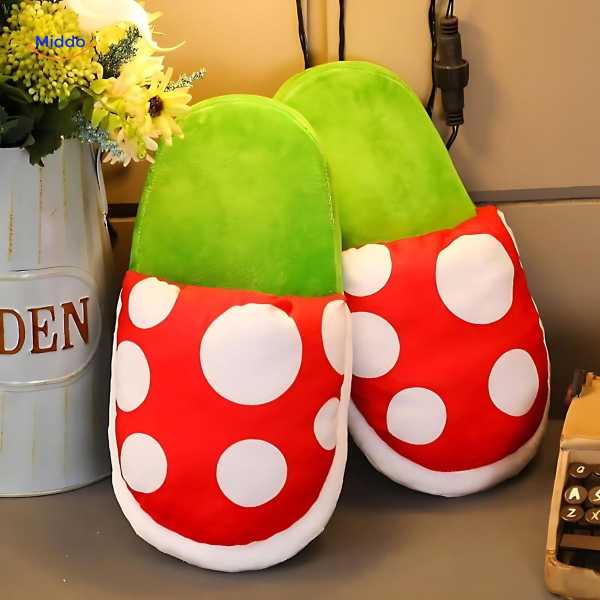 Warme katoenen paddenstoelsloffen uniek ontwerp binnen animé gamefans comfort pantoffels huis slippers | Sulvida