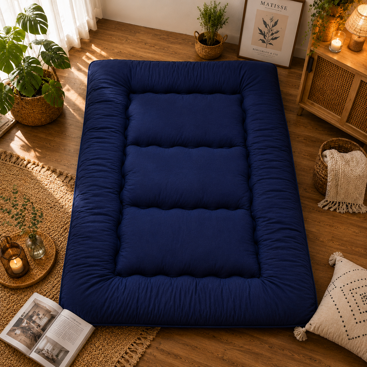 Japanse Futon Matras 10cm Dik Vouwbaar Slaapmat Tatami Bed Volwassenen Kinderen Gasten Vloer Slaapkamer | Sulvida