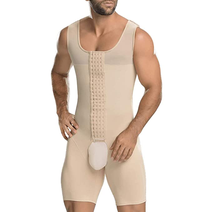 Heren Compressie Body Shaper met Hoge Compressie voor Buik en Borst – Zwart & Beige – Shapewear voor Mannen | Sulvida
