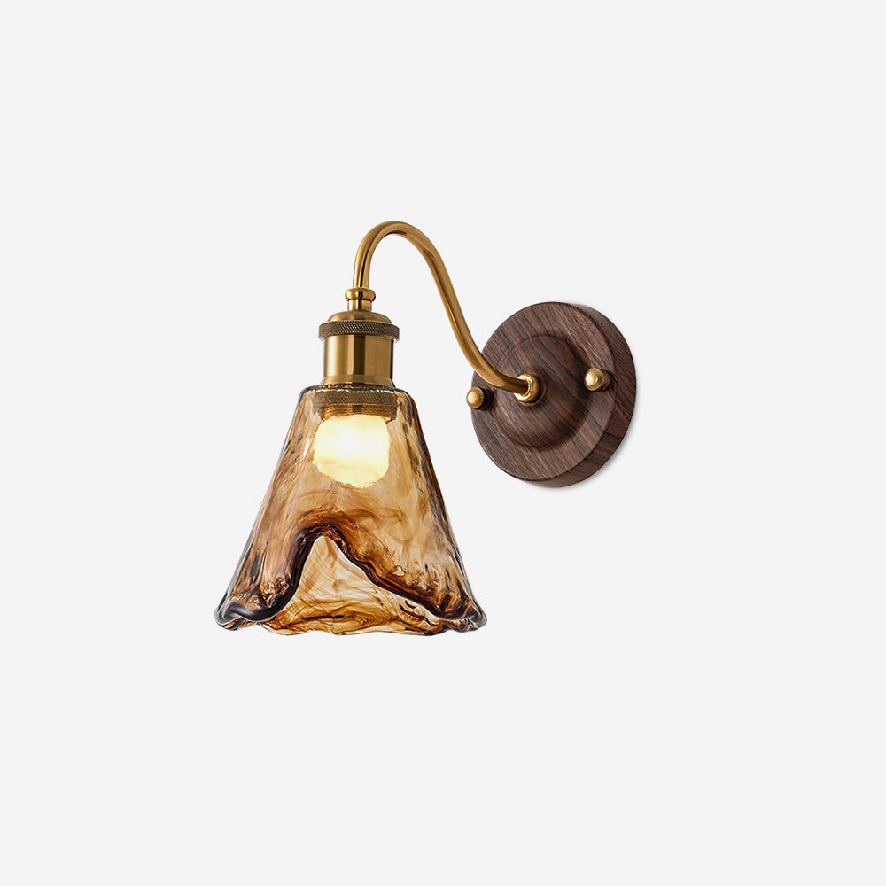 Wandlamp Glas en Hout Goudkleurig Vintage Design Sfeerlicht voor Woonkamer Slaapkamer en Hal Sfeervolle Wandverlichting | Sulvida