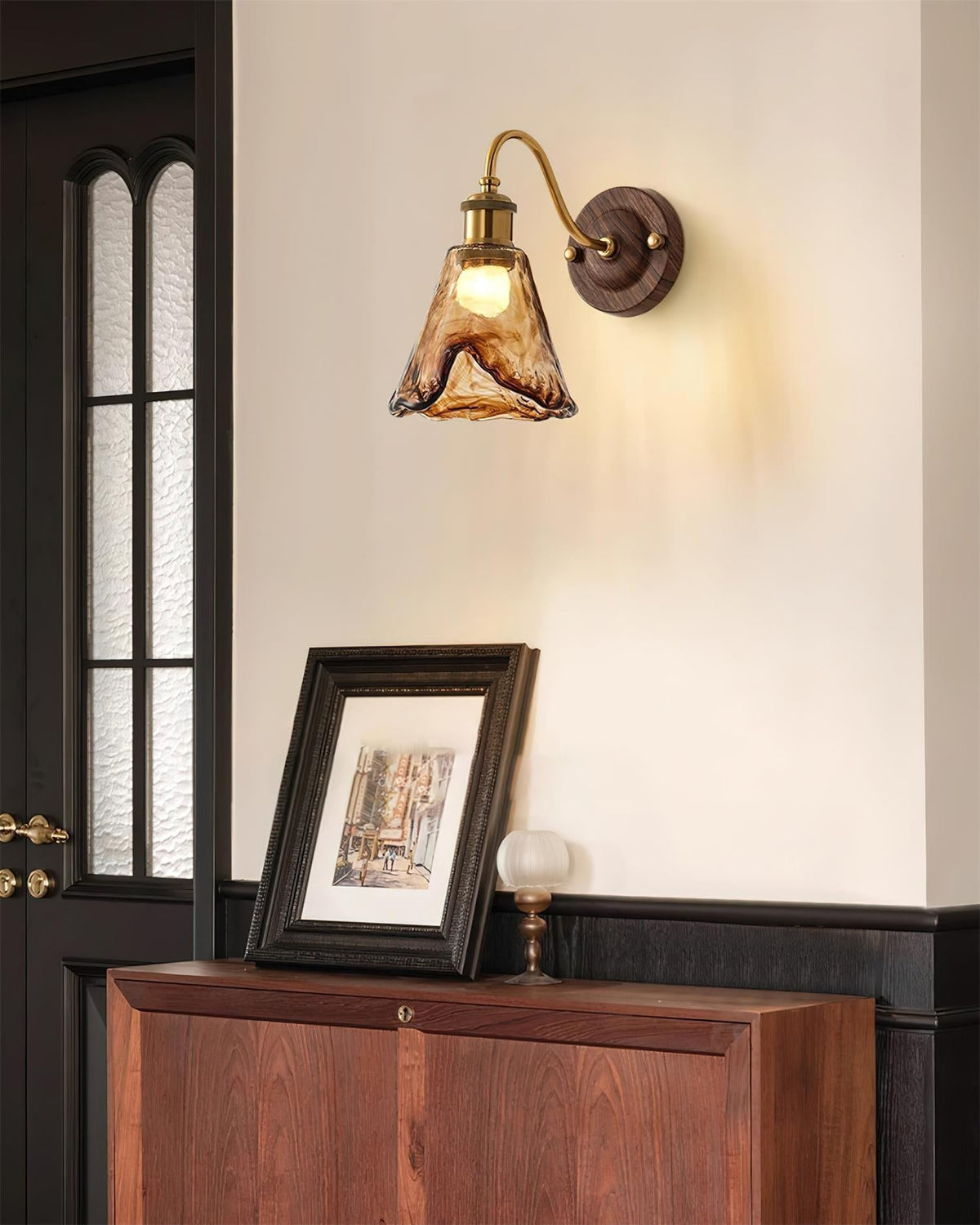 Wandlamp Glas en Hout Goudkleurig Vintage Design Sfeerlicht voor Woonkamer Slaapkamer en Hal Sfeervolle Wandverlichting | Sulvida