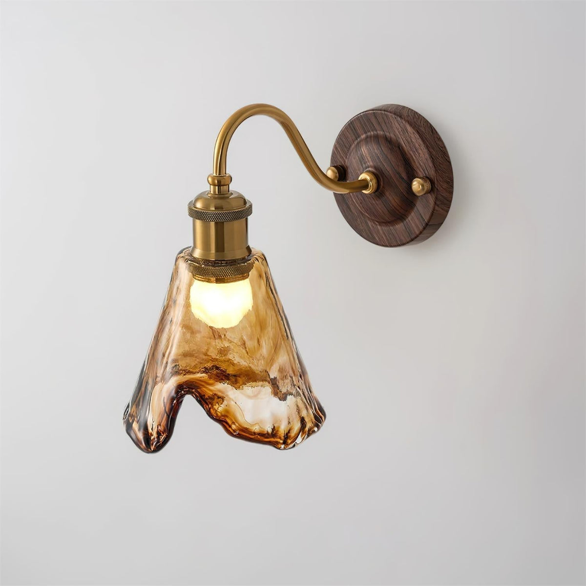 Wandlamp Glas en Hout Goudkleurig Vintage Design Sfeerlicht voor Woonkamer Slaapkamer en Hal Sfeervolle Wandverlichting | Sulvida