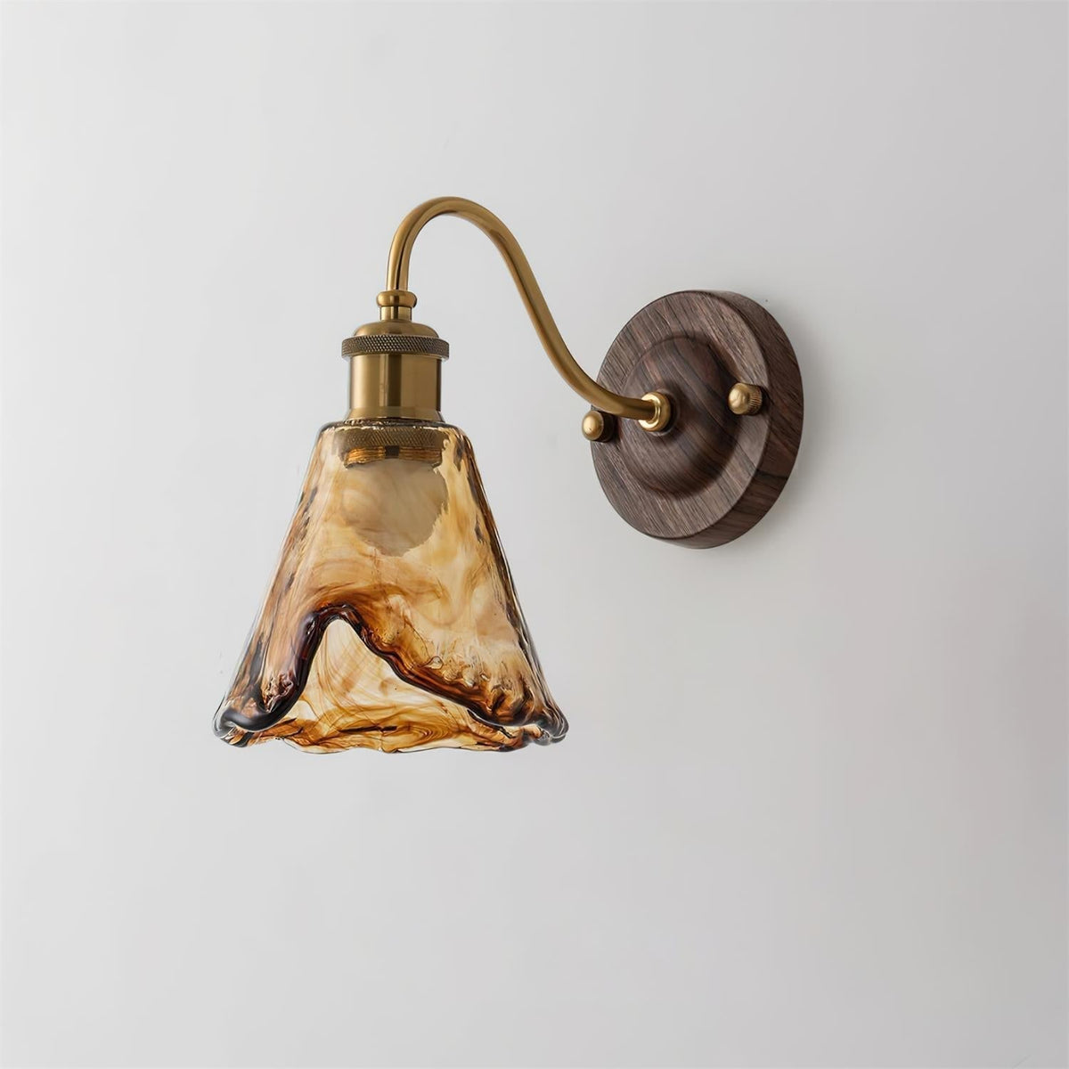 Wandlamp Glas en Hout Goudkleurig Vintage Design Sfeerlicht voor Woonkamer Slaapkamer en Hal Sfeervolle Wandverlichting | Sulvida