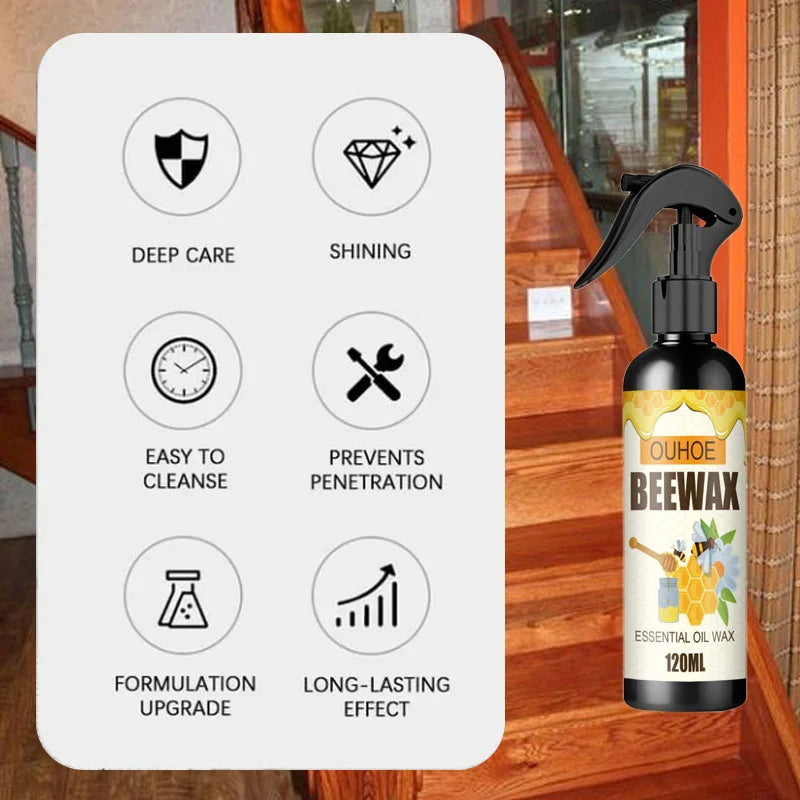Bijenwasspray Natuurlijke Meubelonderhoudsverzorging Giftvrij 120ml Hout Glans Bescherming Meubelverzorging | Sulvida