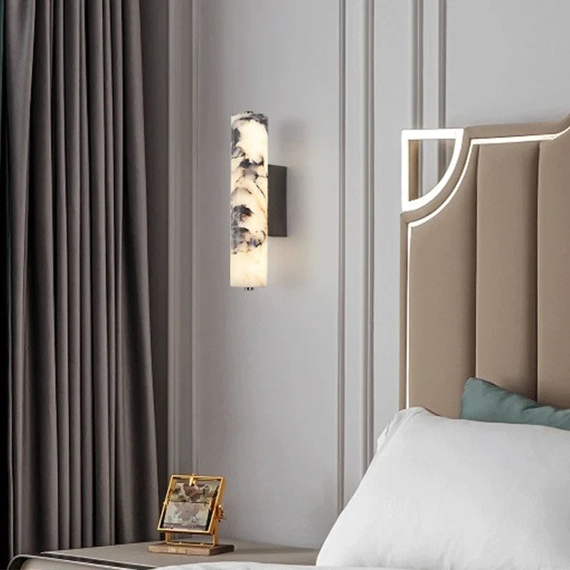 Wandlamp Marmer Verticaal LED Sfeerlicht Gouden Nerven Gang Entree Slaapkamer Woonruimte Moderne Wandverlichting | Sulvida