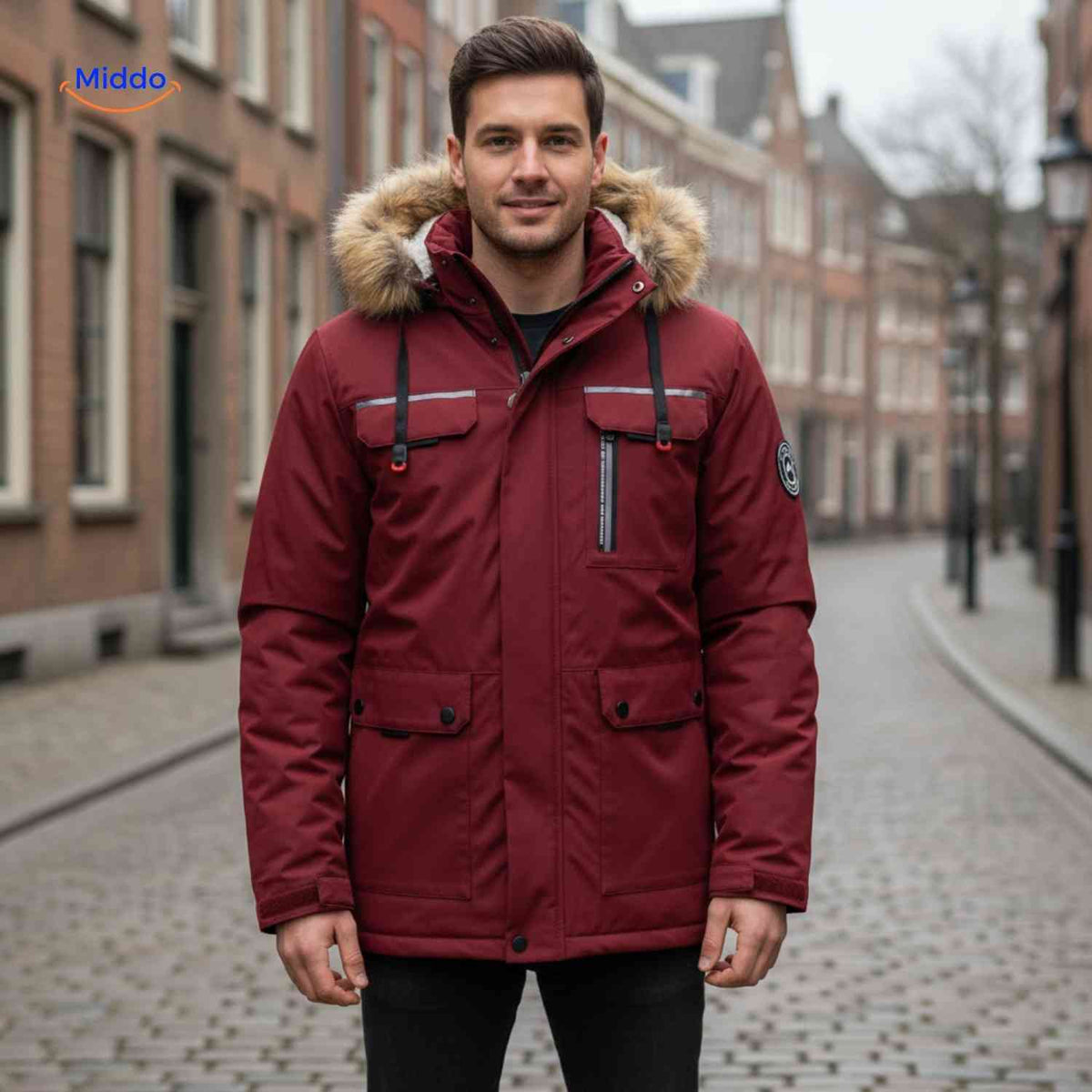 Waterdichte Herenparka met Capuchon en Bontkraag – Zwart Groen Beige – Winterjas Heren 4-in-1 Outdoor | Sulvida