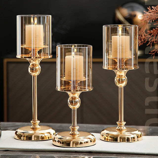 Kandelaar Scandinavisch Design Tafel Decoratie Metaal Goud Zilver 26-36 cm Kerst Sfeer Woonkamer Interieur | Sulvida