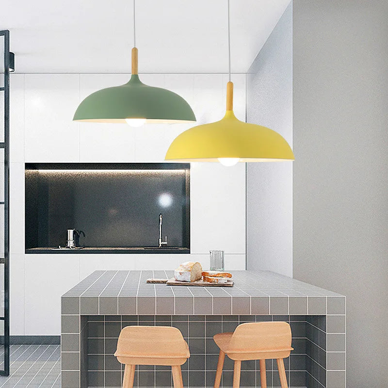 Scandinavische plafondlamp eikenhout E27 in meerdere kleuren ideaal voor woonkamer slaapkamer en hal | Sulvida