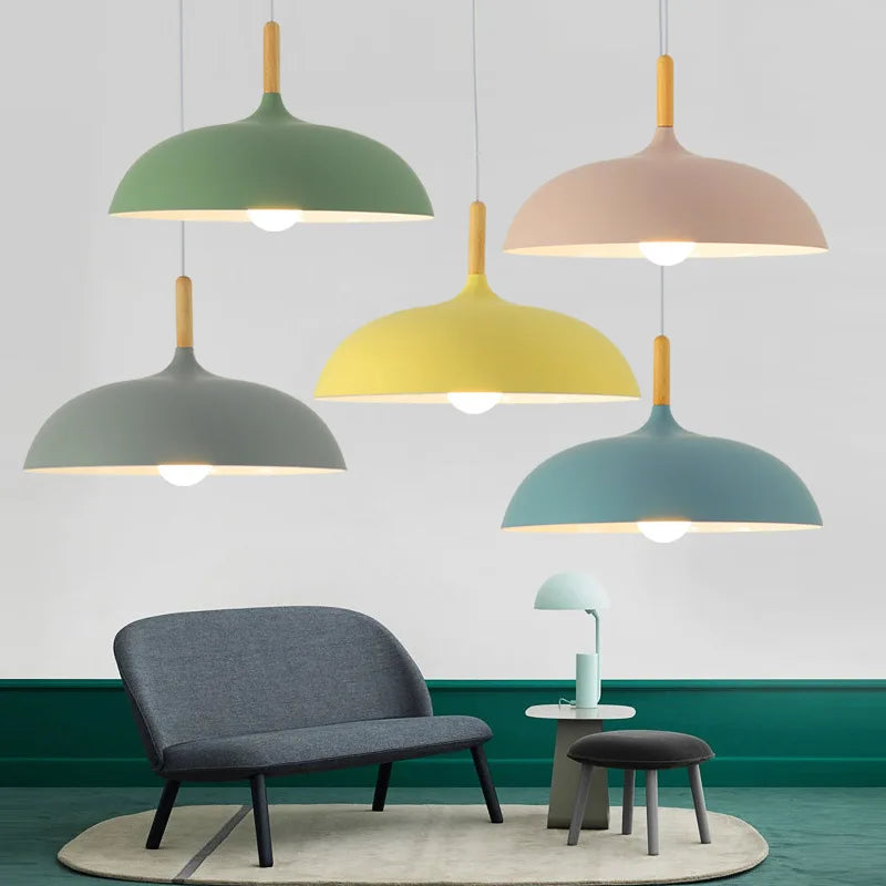 Scandinavische plafondlamp eikenhout E27 in meerdere kleuren ideaal voor woonkamer slaapkamer en hal | Sulvida