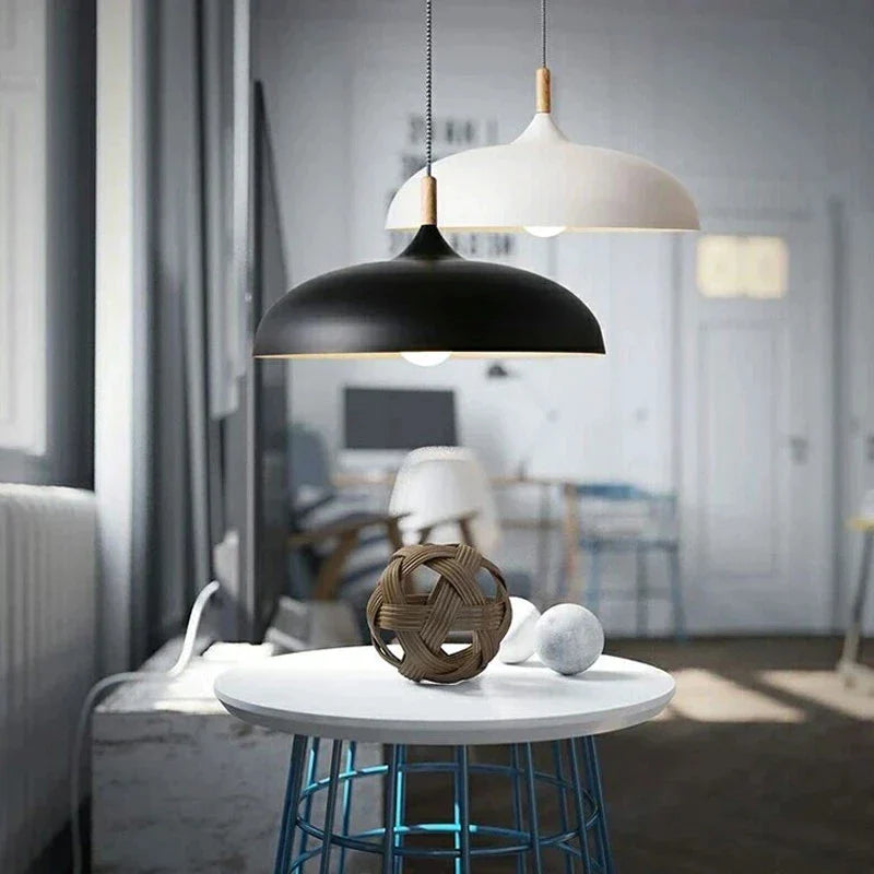 Scandinavische plafondlamp eikenhout E27 in meerdere kleuren ideaal voor woonkamer slaapkamer en hal | Sulvida