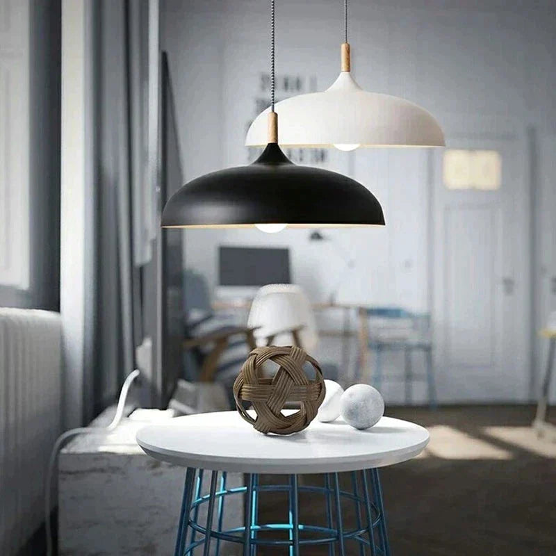 Eiken Plafondlamp Scandinavisch Design Rond 35cm E27 Fitting Hangende Verlichting Woonkamer Slaapkamer Modern | Sulvida