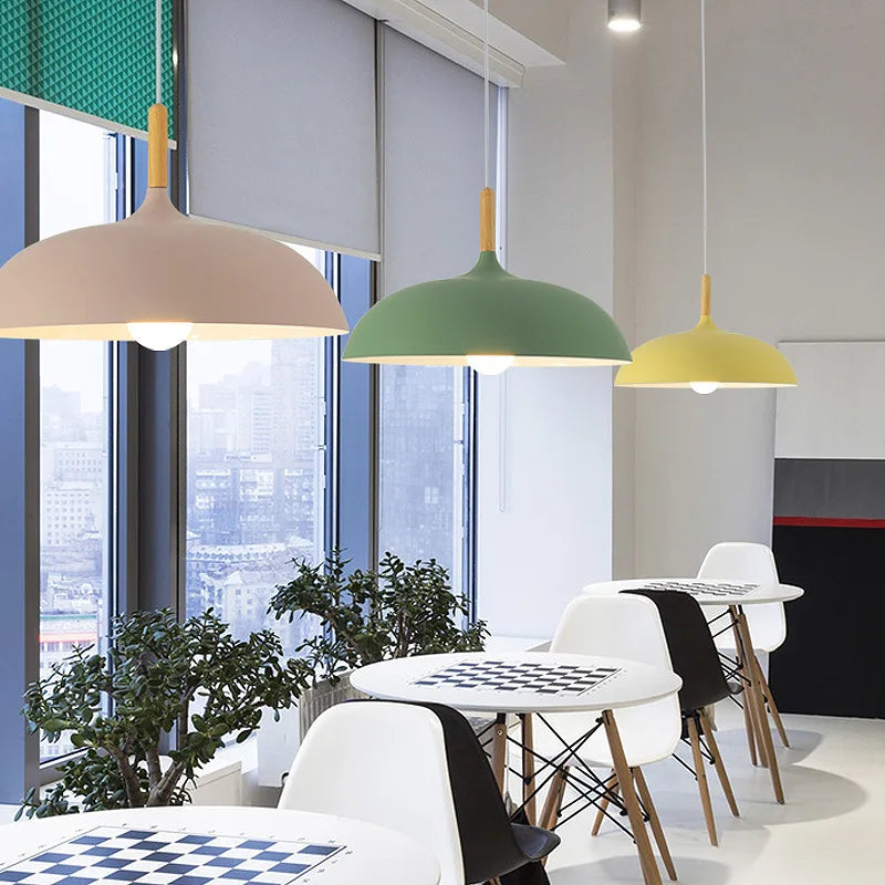 Scandinavische plafondlamp eikenhout E27 in meerdere kleuren ideaal voor woonkamer slaapkamer en hal | Sulvida