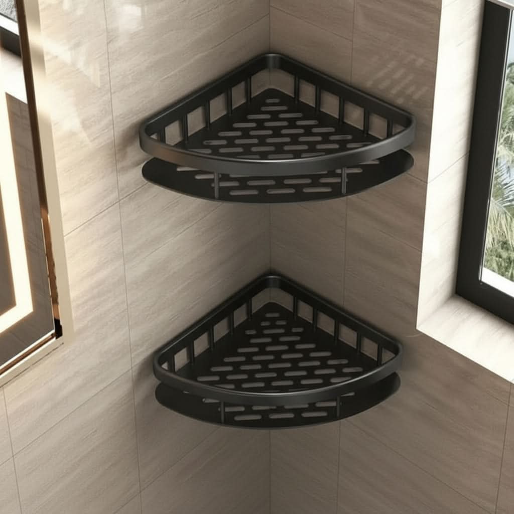Zelfklevende Badkamer Hoekplank zonder Boren Wandrek Douche Opbergsysteem voor Toiletartikelen Shampoo | Sulvida