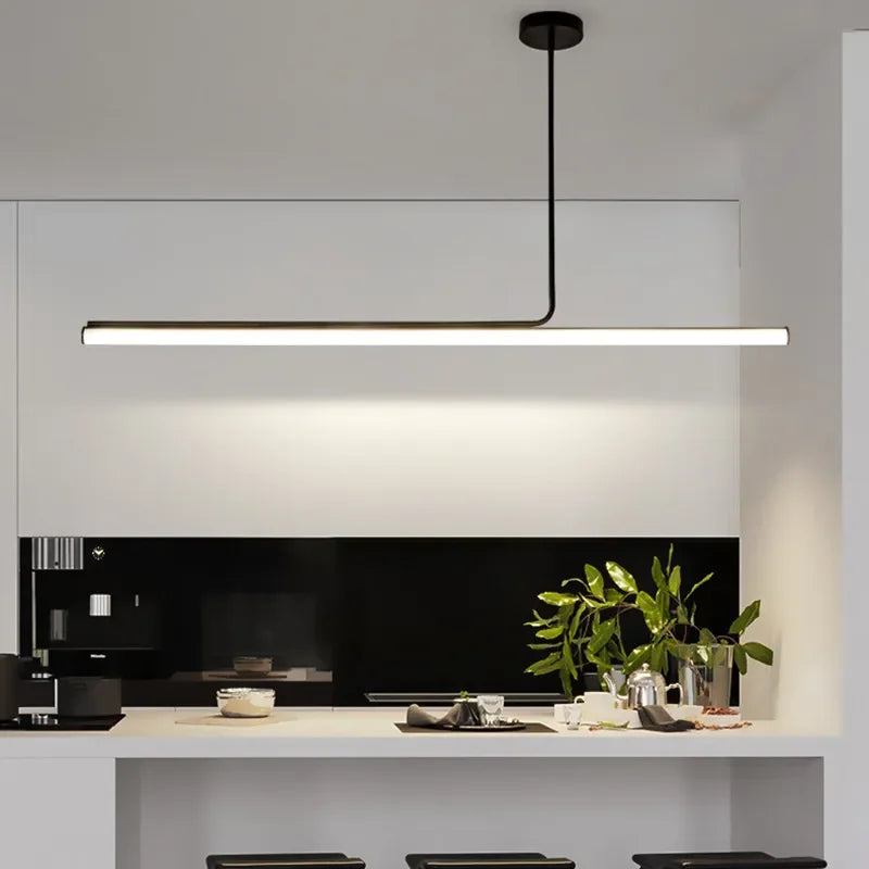 Asymmetrische T-bar Hanglamp Zwart Wit LED Dimbaar Eetkamer Keukeneiland Moderne Lineaire Verlichting | Sulvida