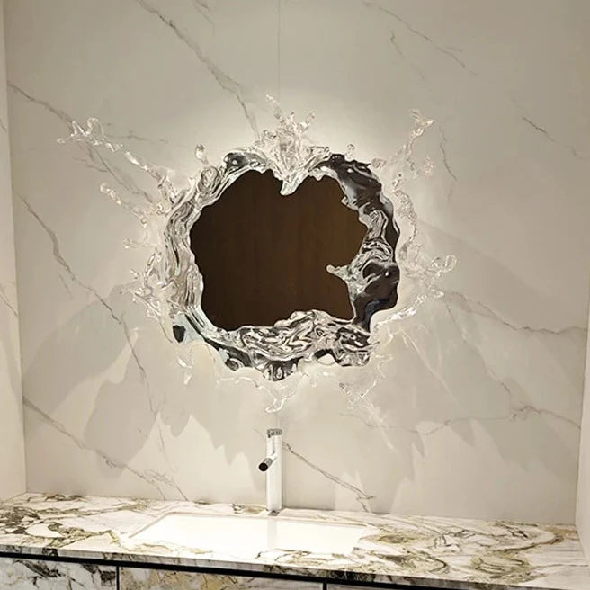 Ronde Wandlamp met Spiegel Waterrimpel Effect Goud Zilver Design Badkamer Slaapkamer Woonkamer Interieur | Sulvida