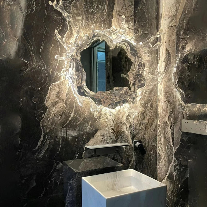 Ronde Wandlamp met Spiegel Waterrimpel Effect Goud Zilver Design Badkamer Slaapkamer Woonkamer Interieur | Sulvida