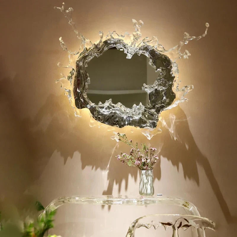 Ronde Wandlamp met Spiegel Waterrimpel Effect Goud Zilver Design Badkamer Slaapkamer Woonkamer Interieur | Sulvida