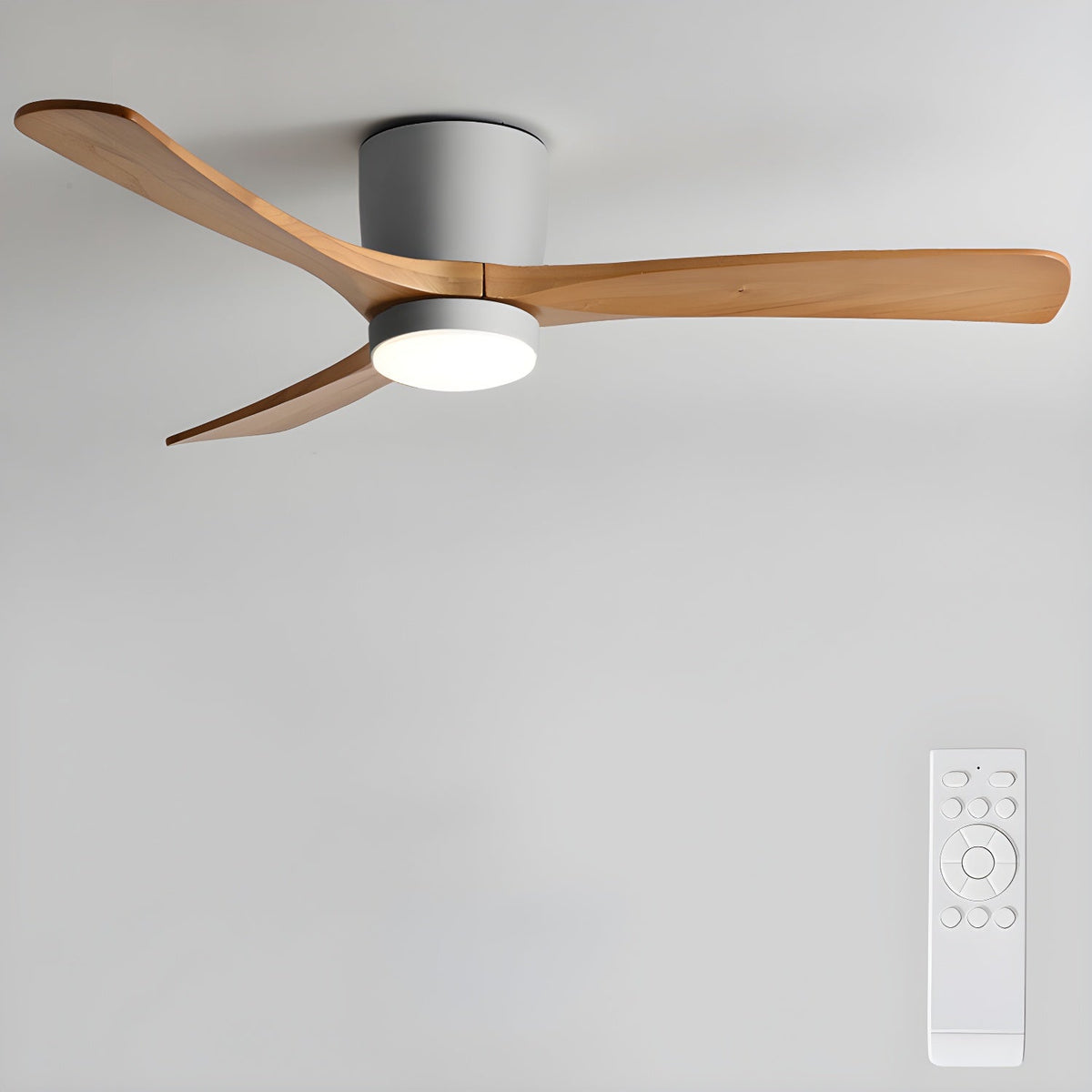 Plafondventilator met Verlichting Houten Bladen Afstandsbediening 6 Snelheden Dimbaar Licht Woonkamer | Sulvida