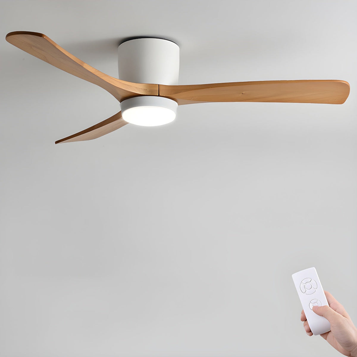 Plafondventilator met Verlichting Houten Bladen Afstandsbediening 6 Snelheden Dimbaar Licht Woonkamer | Sulvida