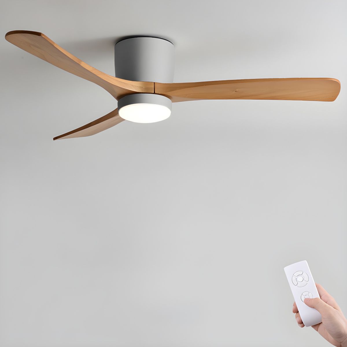Plafondventilator met Verlichting Houten Bladen Afstandsbediening 6 Snelheden Dimbaar Licht Woonkamer | Sulvida