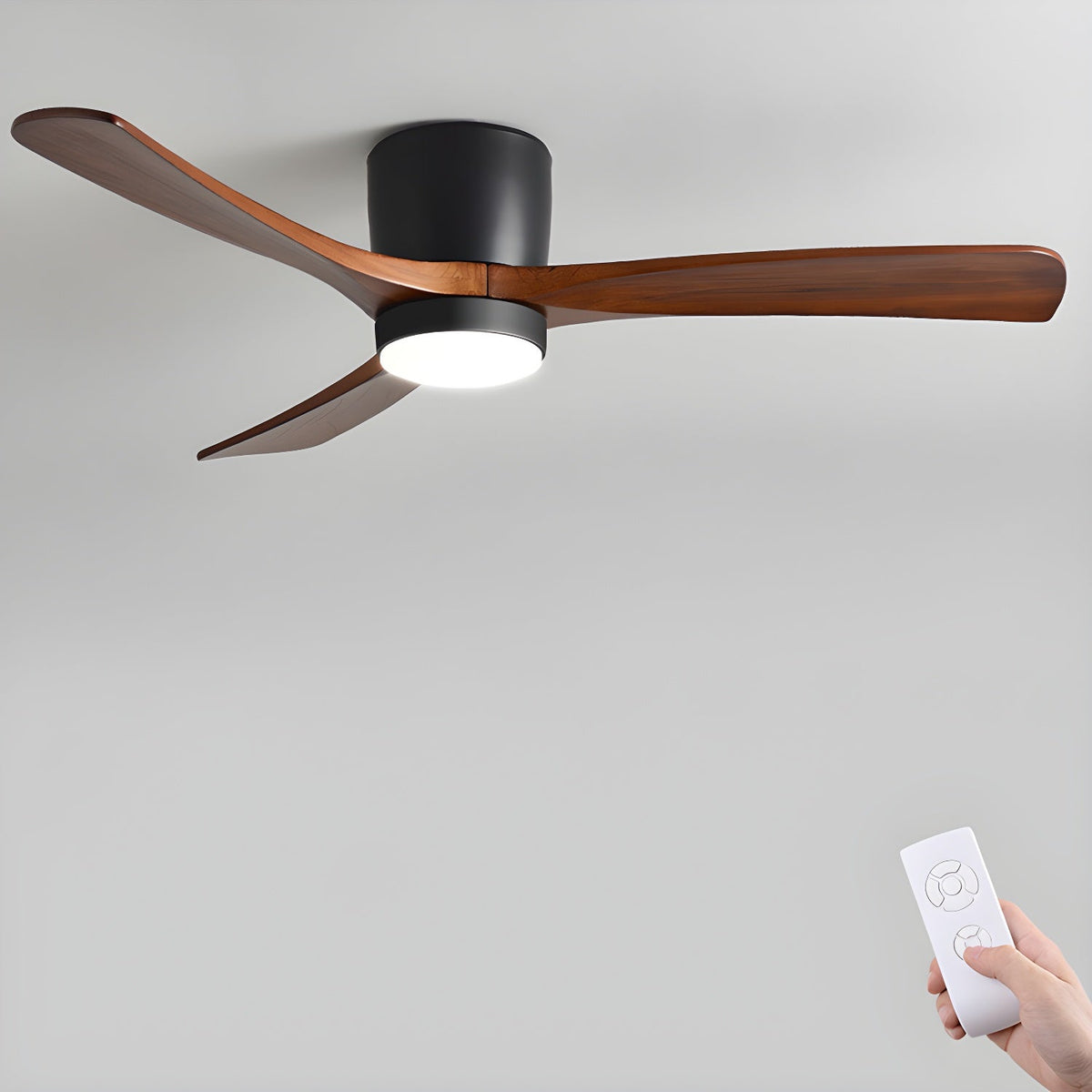 Plafondventilator met Verlichting Houten Bladen Afstandsbediening 6 Snelheden Dimbaar Licht Woonkamer | Sulvida