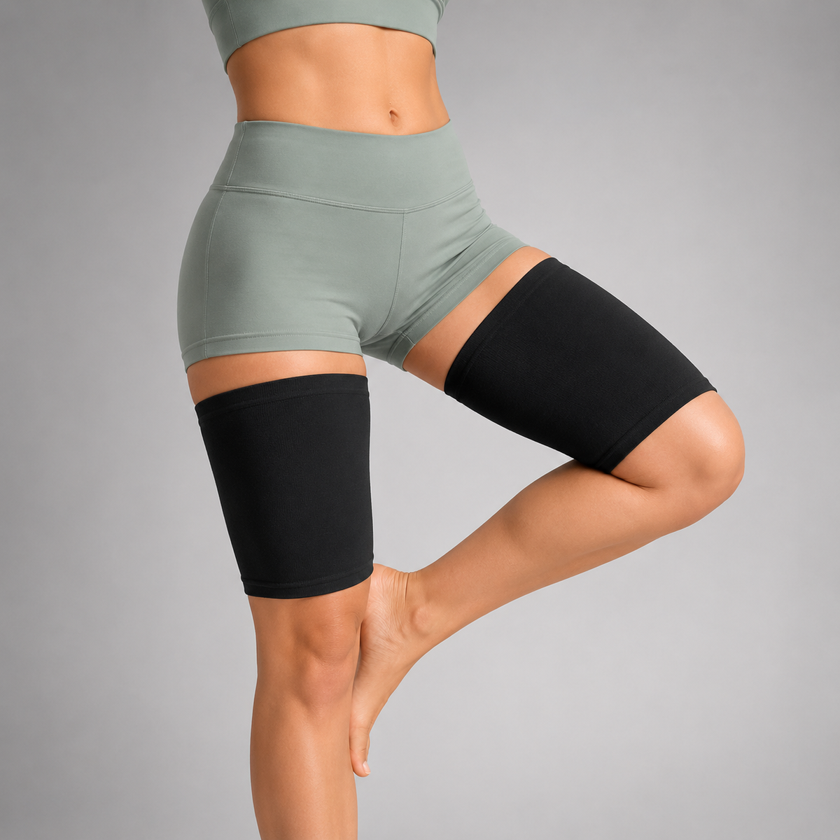 Ultra Dunne Compressiesleeve voor Dijen Beige M Unisex Ademend Discreet Sportsteun Dijbeenbescherming | Sulvida