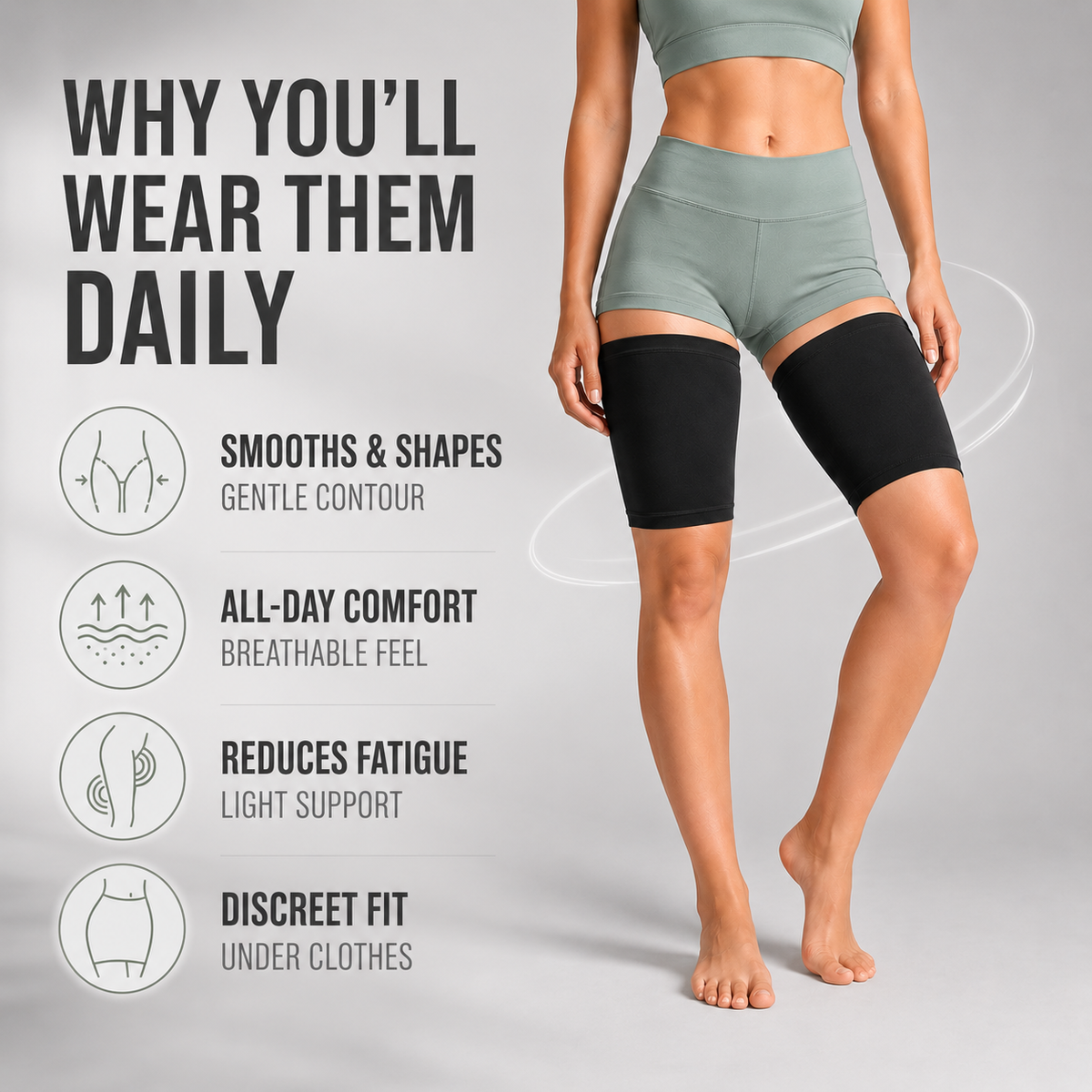 Ultra Dunne Compressiesleeve voor Dijen Beige M Unisex Ademend Discreet Sportsteun Dijbeenbescherming | Sulvida