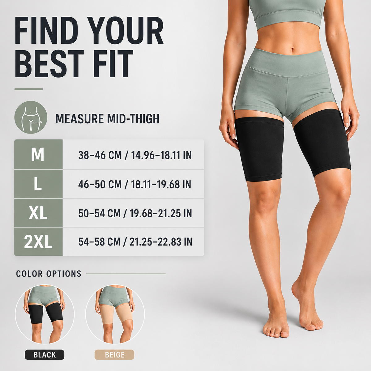 Ultra Dunne Compressiesleeve voor Dijen Beige M Unisex Ademend Discreet Sportsteun Dijbeenbescherming | Sulvida