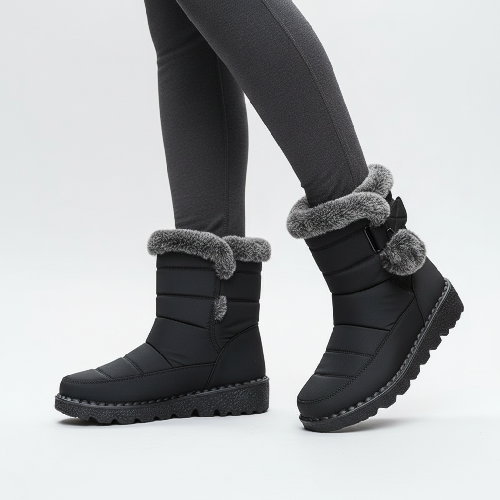 Geïsoleerde Winterlaarzen Dames Waterdicht Warm Gevoerd met Klittenbandsluiting Sneeuwlaarzen Antislip | Sulvida