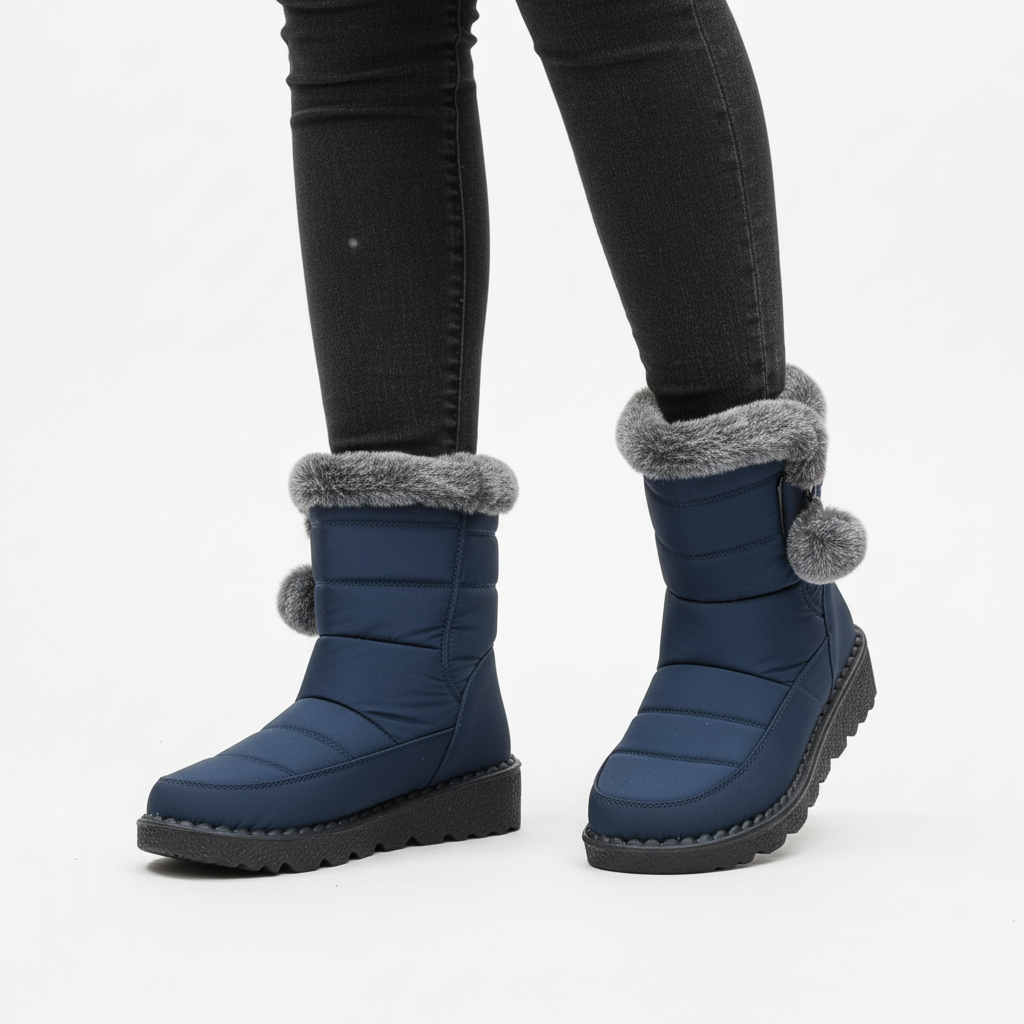 Geïsoleerde Winterlaarzen Dames Waterdicht Warm Gevoerd met Klittenbandsluiting Sneeuwlaarzen Antislip | Sulvida