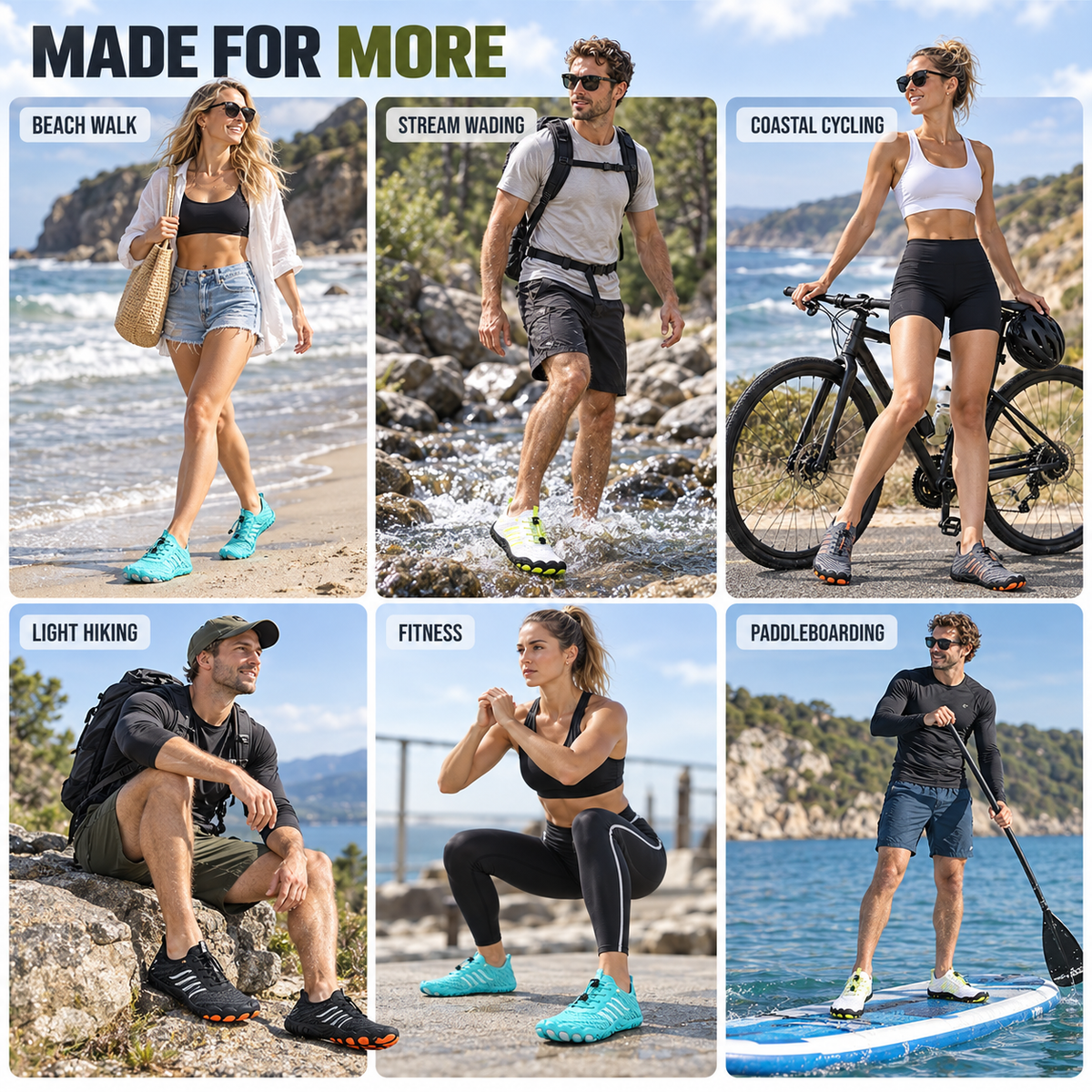 Amfibische Waterschoenen Sneldrogend Blootsvoets Zwart Blauw Grijs Wit Unisex Watersport Multifunctioneel | Sulvida