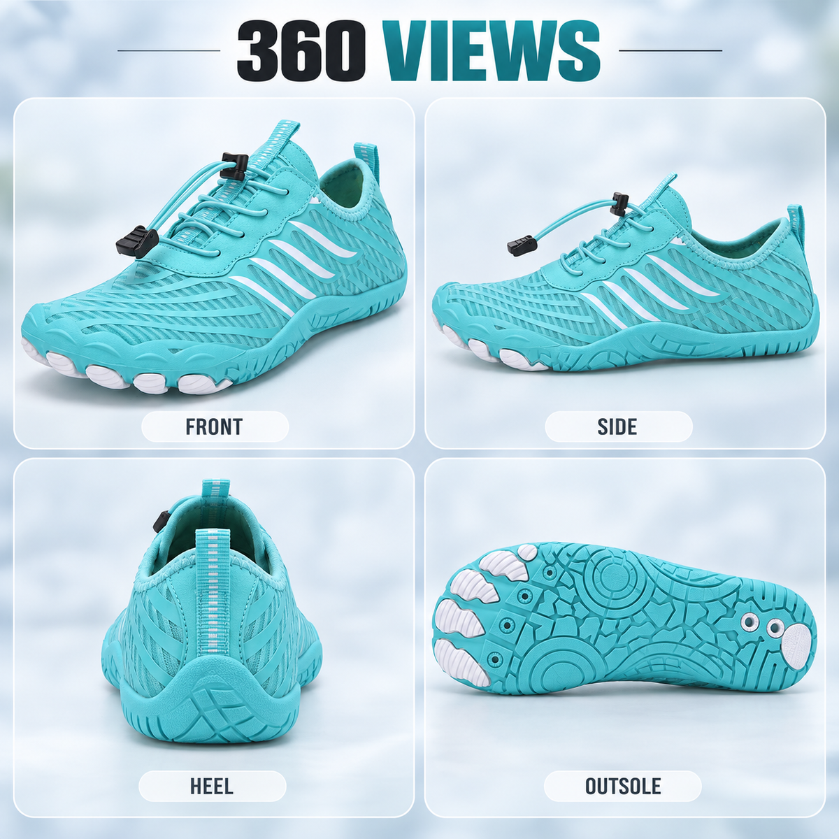 Amfibische Waterschoenen Sneldrogend Blootsvoets Zwart Blauw Grijs Wit Unisex Watersport Multifunctioneel | Sulvida