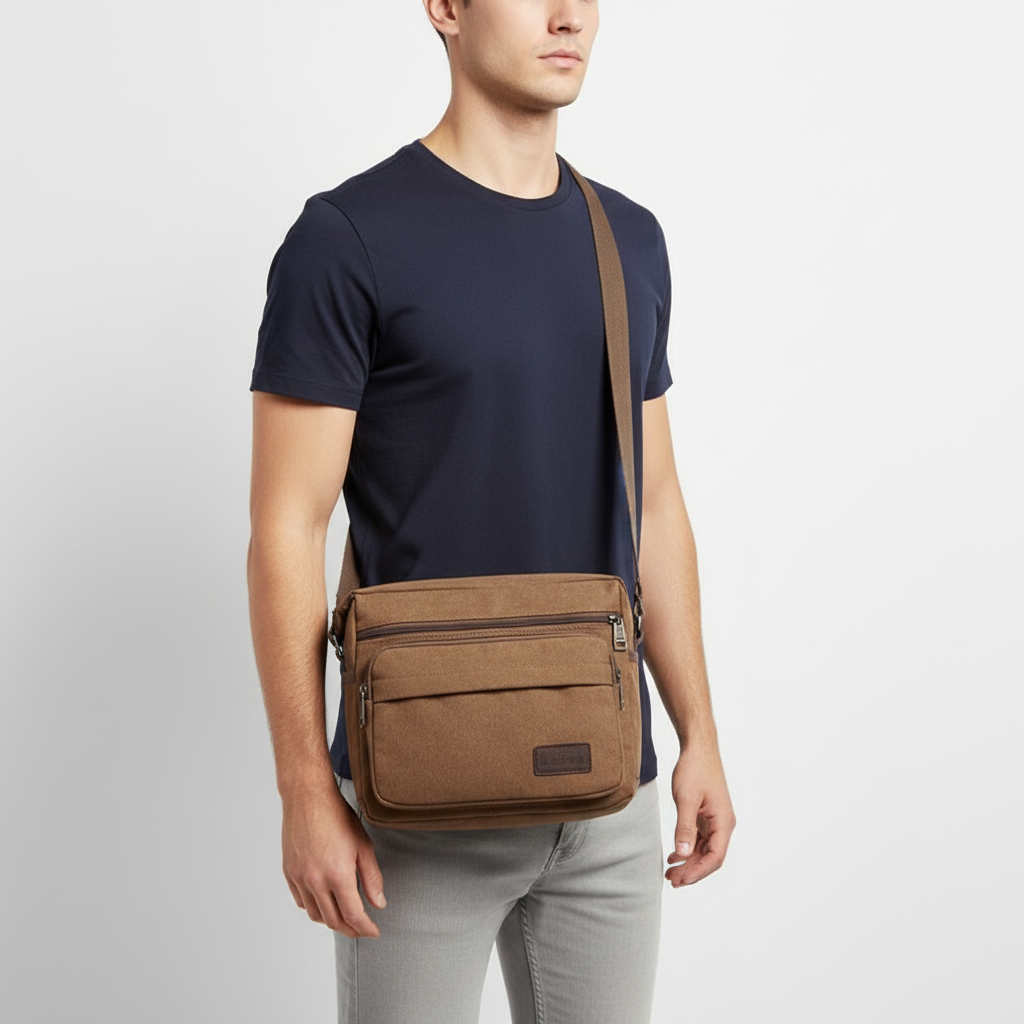 Canvas Crossbody Schoudertas – Vintage Messenger Bag Kanvas met Verstelbare Draagband voor Dagelijks Gebruik | Sulvida