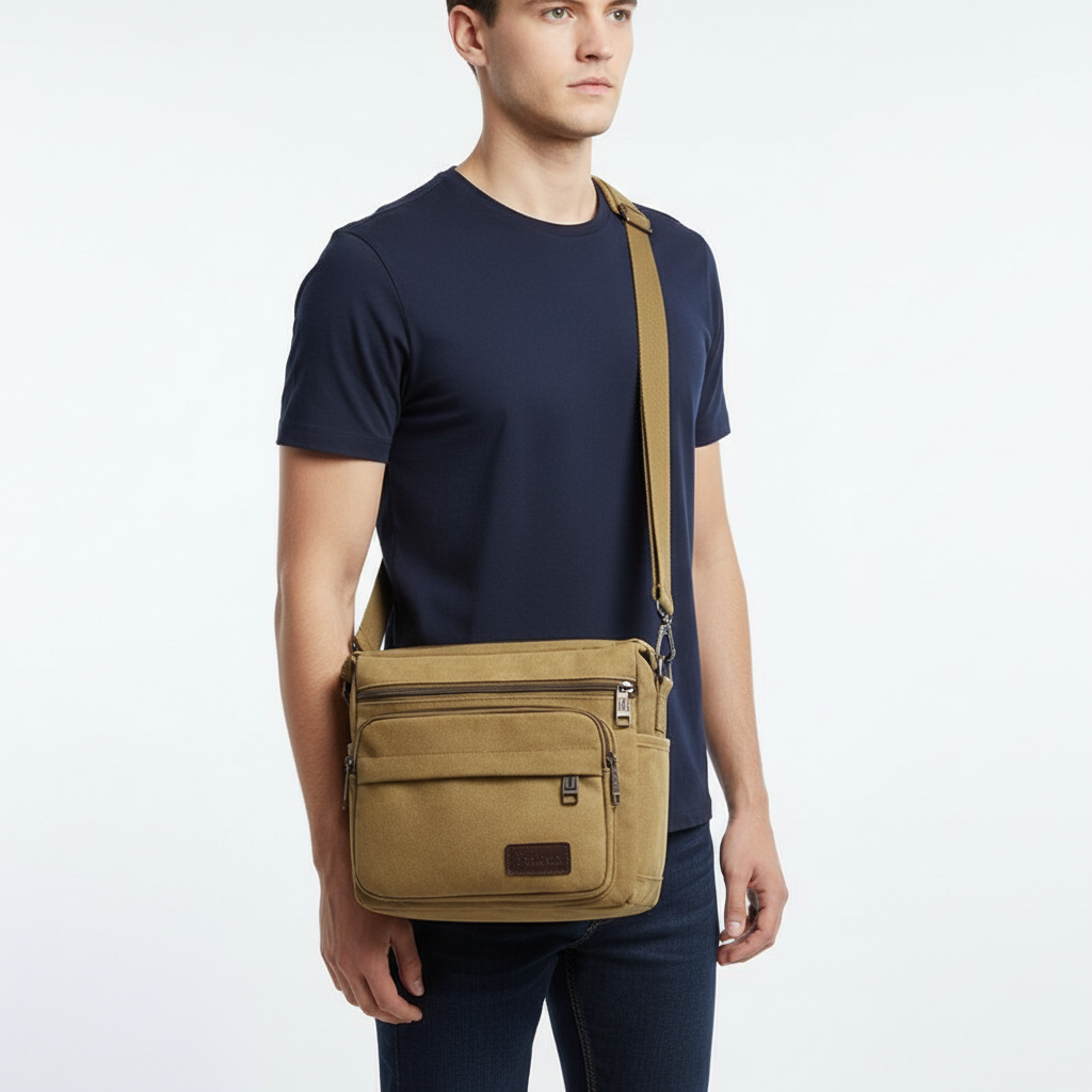 Canvas Crossbody Schoudertas – Vintage Messenger Bag Kanvas met Verstelbare Draagband voor Dagelijks Gebruik | Sulvida