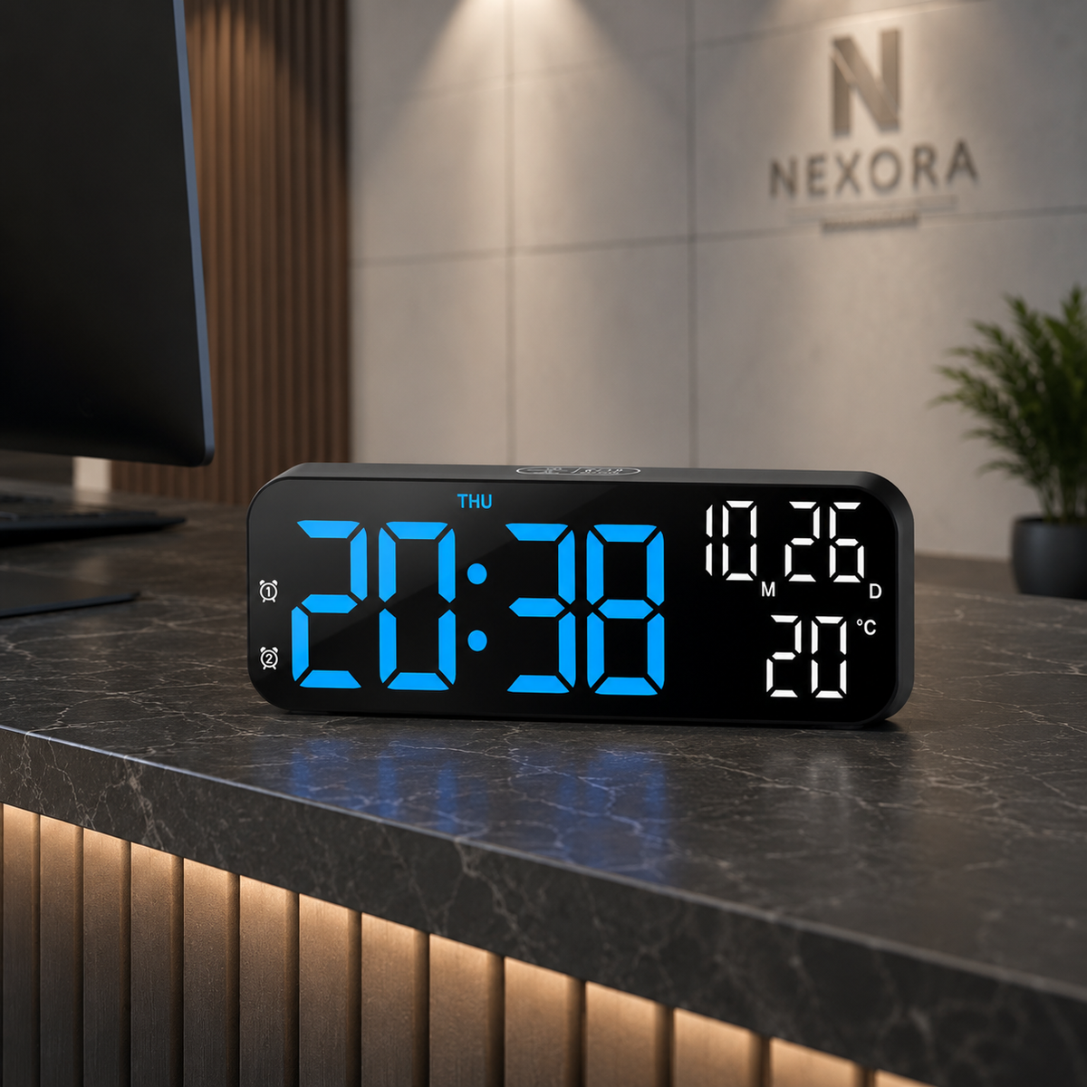 Digitale LED-tafelklok met temperatuurweergave spraakbesturing dimfunctie - modern design voor slaapkamer kantoor | Sulvida