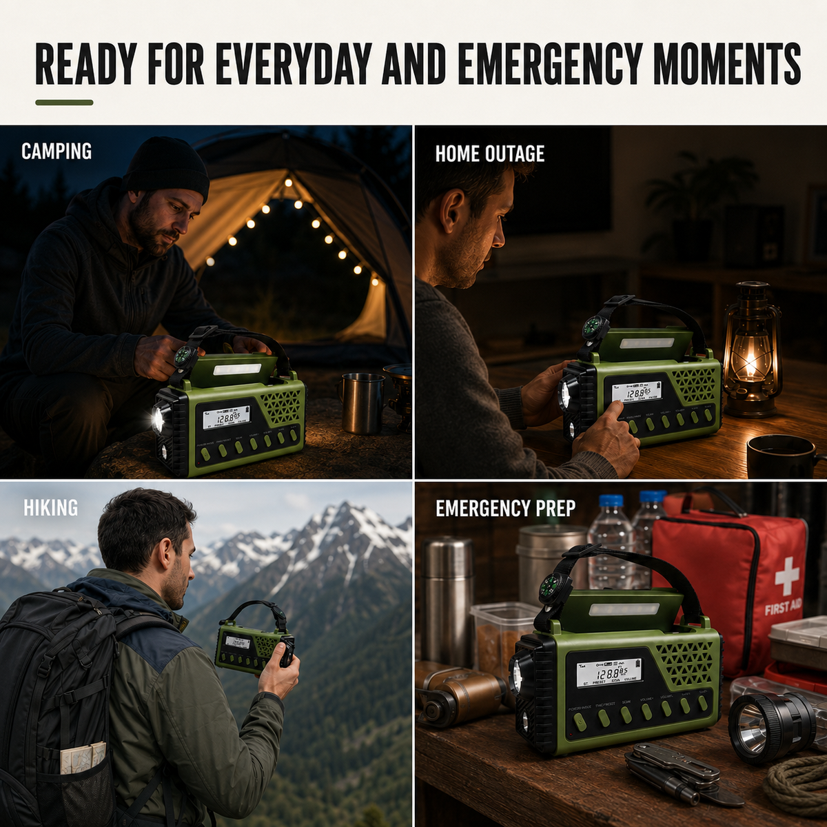 Handcrank Noodradio met Zonne-energie AM FM en Bluetooth Speaker voor Stroomuitval Camping Outdoor Wandelen | Sulvida