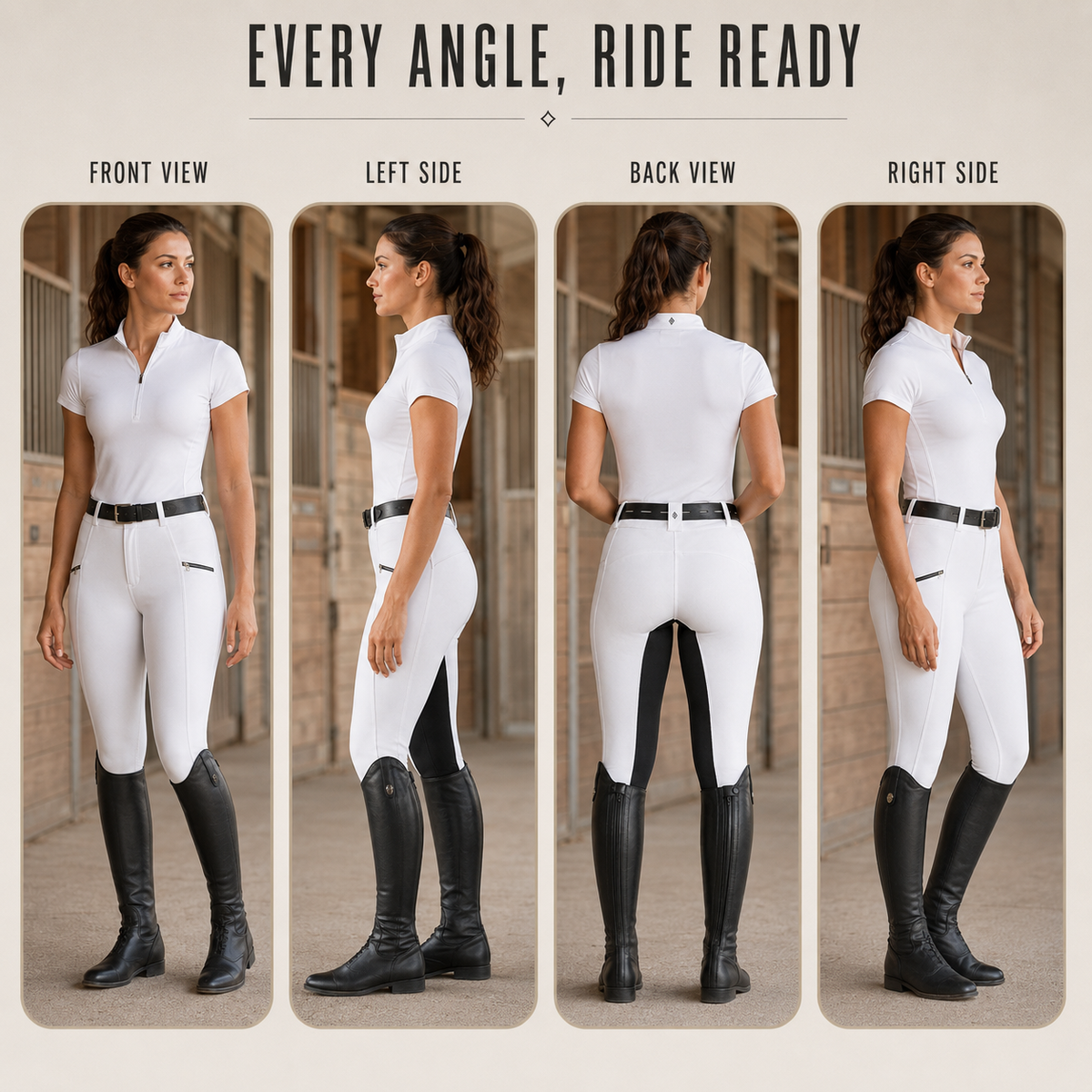 Rijbroek Dames Tweekleurig Stretch Ruiterbroek met Zadelpaneel Comfortabele Ruiterpantalon Paardrijden | Sulvida