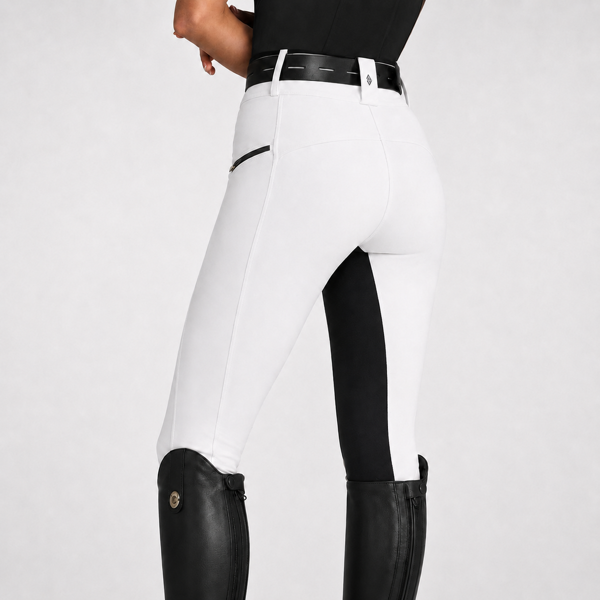 Rijbroek Dames Tweekleurig Stretch Ruiterbroek met Zadelpaneel Comfortabele Ruiterpantalon Paardrijden | Sulvida