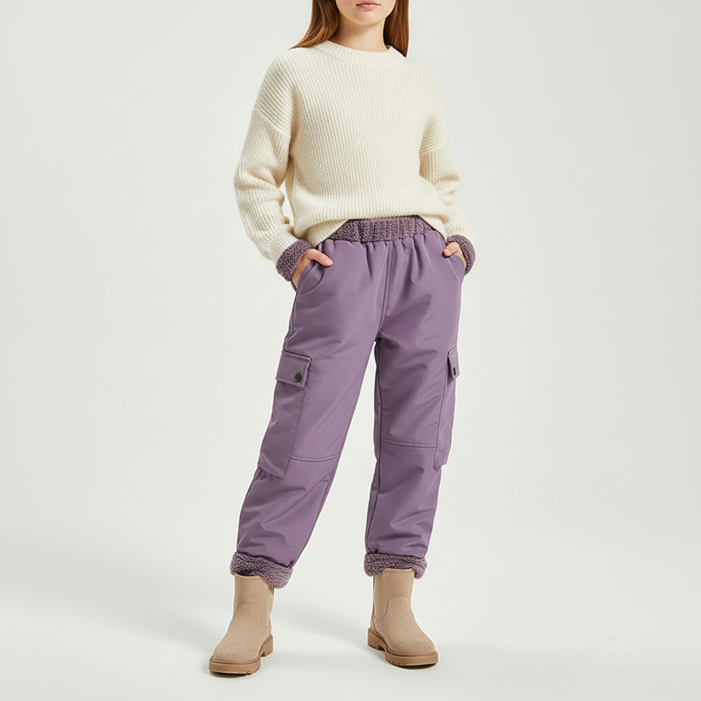 Gevoerde Winterbroek Kinderen Winddicht Warm Fleece Elastische Taille Outdoorbroek Ski Snowboard 3-10 Jaar | Sulvida