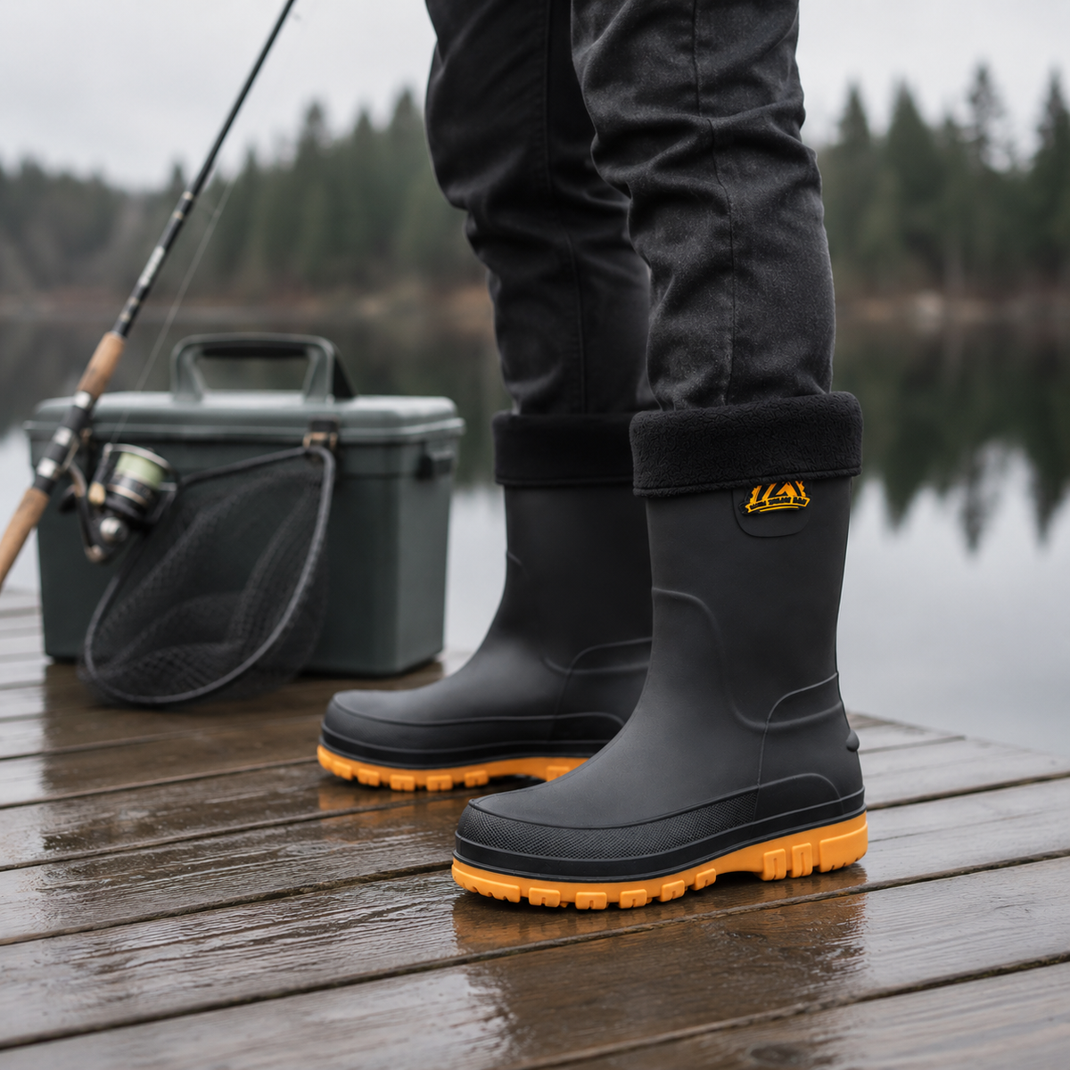 Geïsoleerde Regenlaarzen Heren Waterdicht met Antislipzool Winterlaarzen Outdoor Werk Zwart Rood Geel | Sulvida