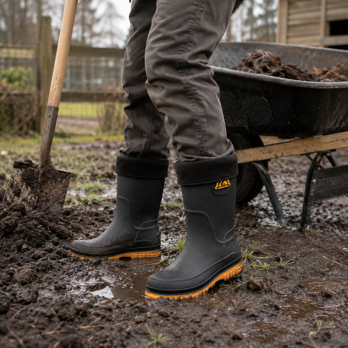Geïsoleerde Regenlaarzen Heren Waterdicht met Antislipzool Winterlaarzen Outdoor Werk Zwart Rood Geel | Sulvida