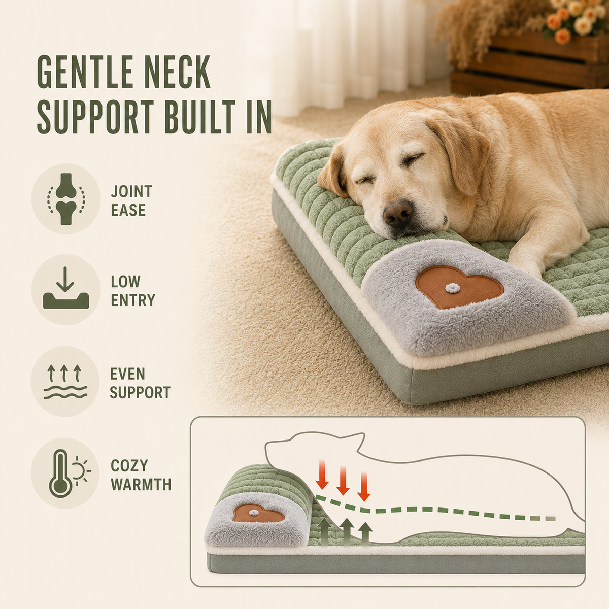 Orthopedisch Huisdierbed Memory Foam Honden Katten Wasbare Afneembare Hoes Comfortabel Slaapplaats Gewrichtsverzorging | Sulvida