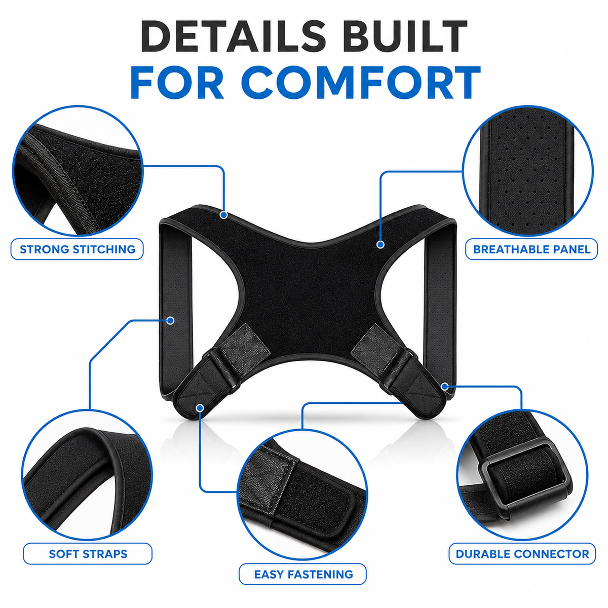 Verstelbare Schouderbrace Houdingscorrector Unisex Rugsteun Postuurverbetering Rug Schouder Houding Corrector | Sulvida