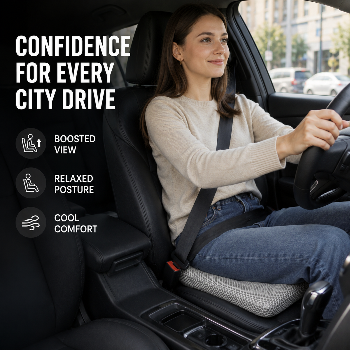 Ademend Honingraat Zitkussen voor Auto – Drukverlagend Comfort Kussen voor Lange Ritten en Rugondersteuning | Sulvida