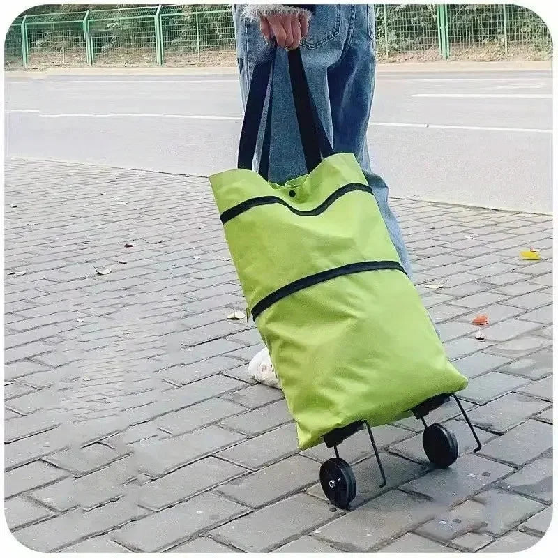 Opvouwbare Boodschappenwagen met Wielen Inklapbare Trolley voor Shopping en Boodschappen Doen Draagtas | Sulvida