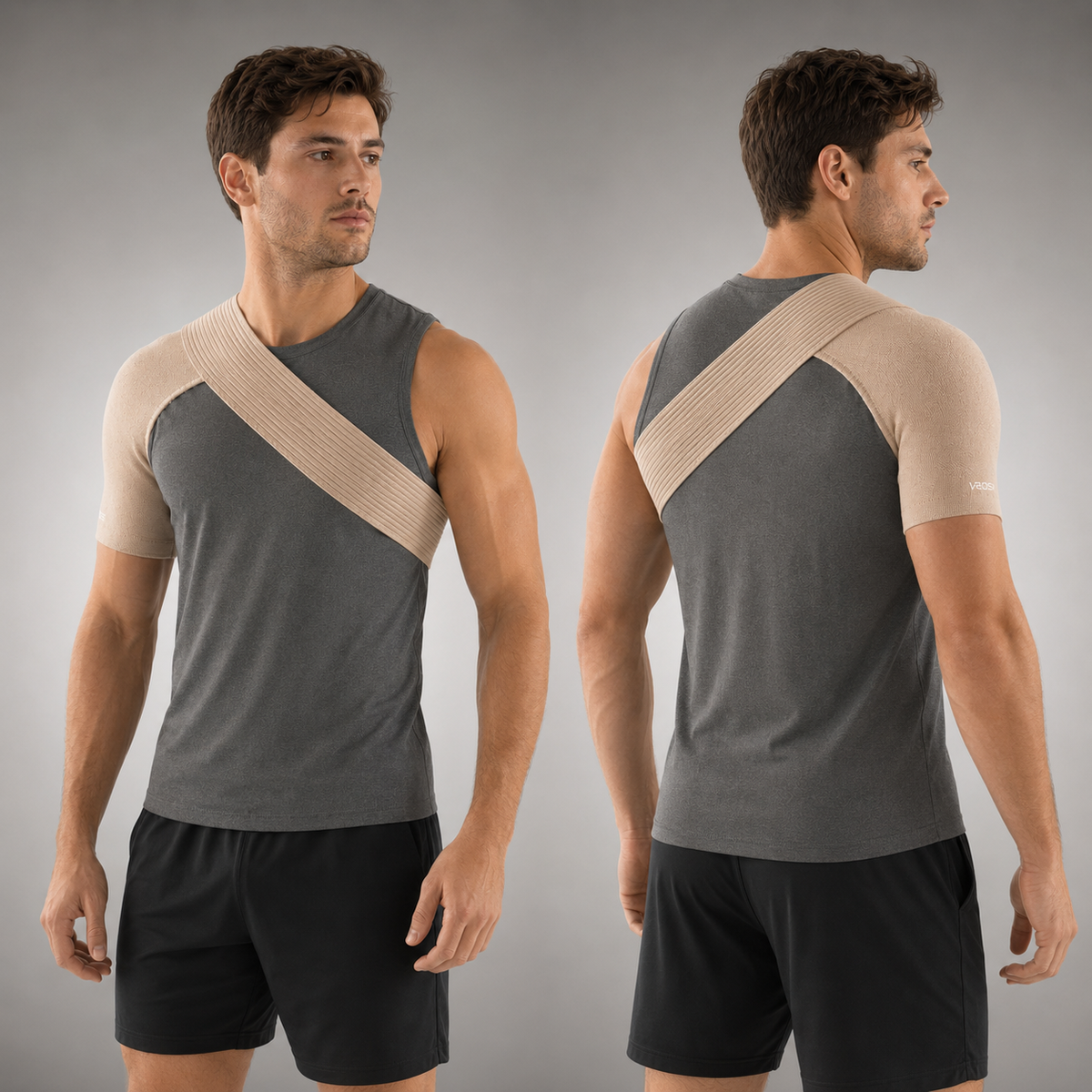 Elastische Schouderbandage voor Optimale Ondersteuning en Compressie Beige Verstelbaar Sport Blessurepreventie | Sulvida
