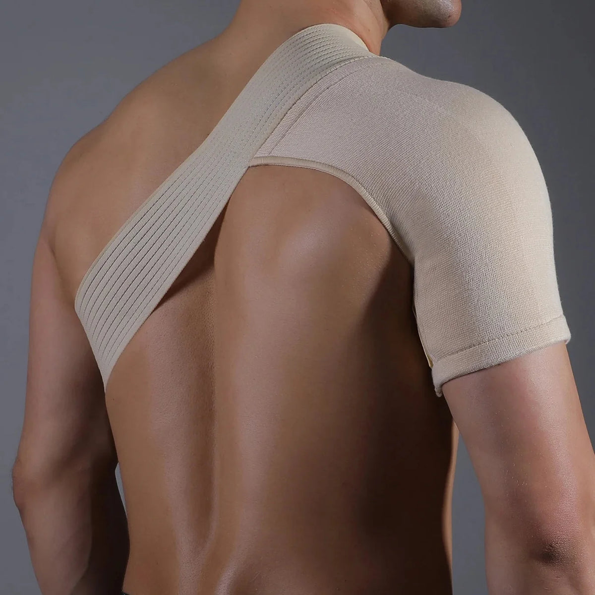 Elastische Schouderbandage voor Optimale Ondersteuning en Compressie Beige Verstelbaar Sport Blessurepreventie | Sulvida