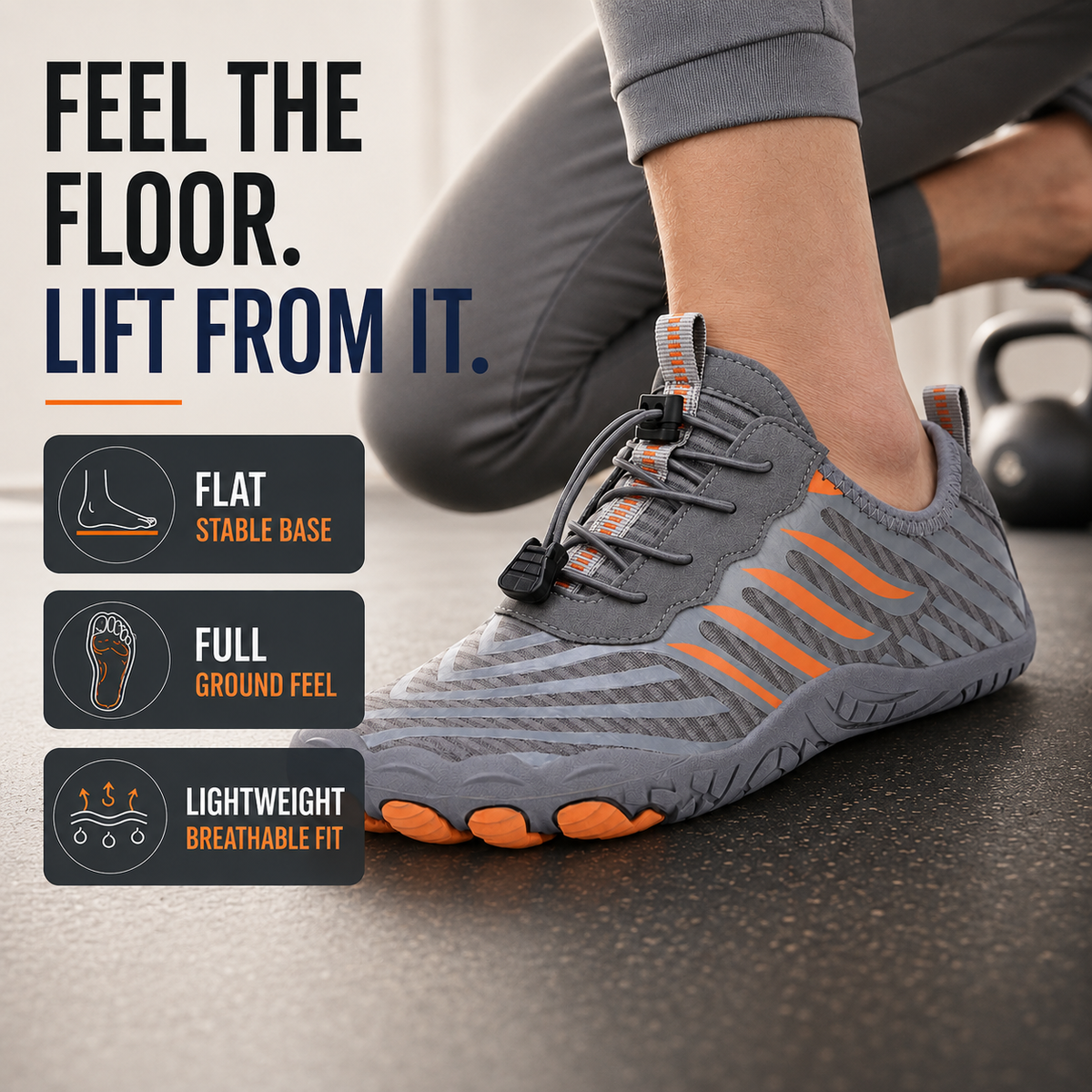 Barefoot Trainingsschoenen Platte Zool Sportschoen Dames Heren Fitness Hardlopen Grijs Oranje Blauw Zwart Wit | Sulvida