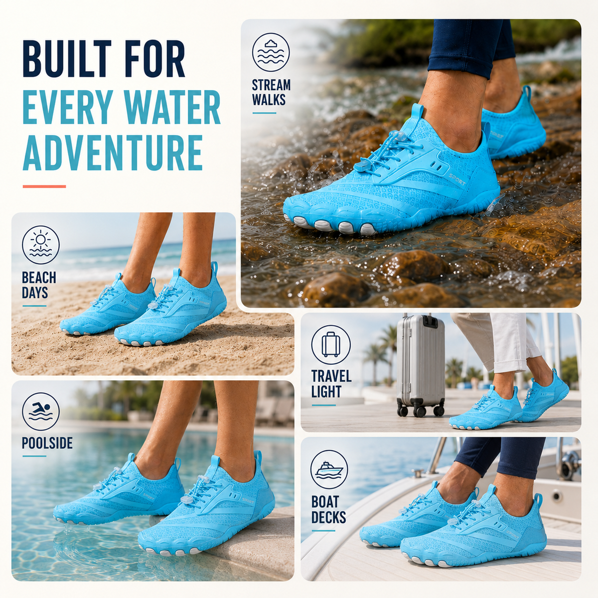 Waterschoenen voor Dames en Heren Quick-Dry Antislip Badschoenen Zwemschoenen Surfschoenen Watersport | Sulvida
