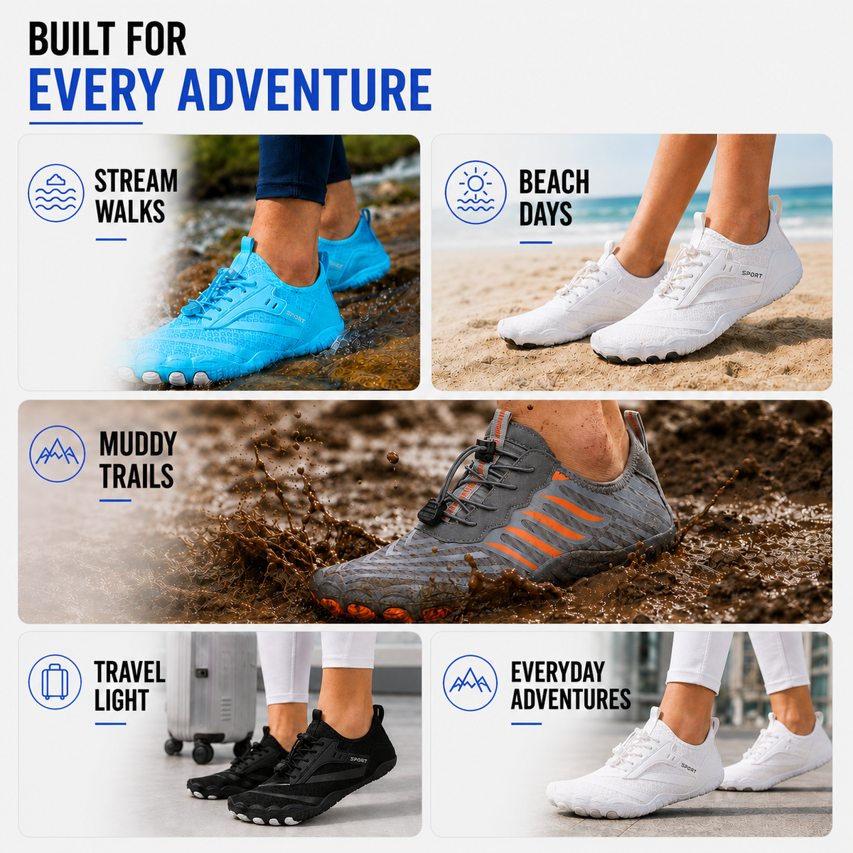Barevoet Sportschoen Unisex Barefoot Zool Antislip Mesh Ademend Wandelen Hardlopen Fitness Waterbestendig | Sulvida